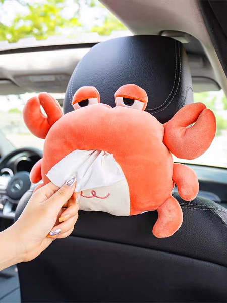 Cute Bear & Crab Style Soft Plush Car Tissue Box Holder