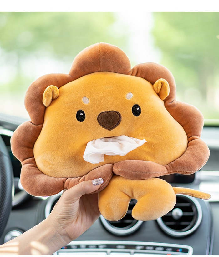 Cute Bear & Crab Style Soft Plush Car Tissue Box Holder