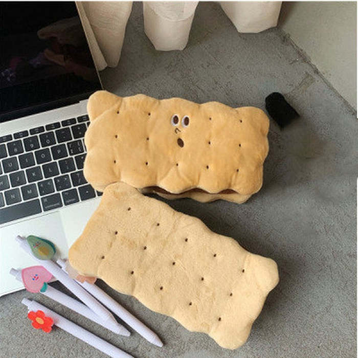 Kawaii Cracker Biscuit Man Plush Stationery Pencil Case Bag