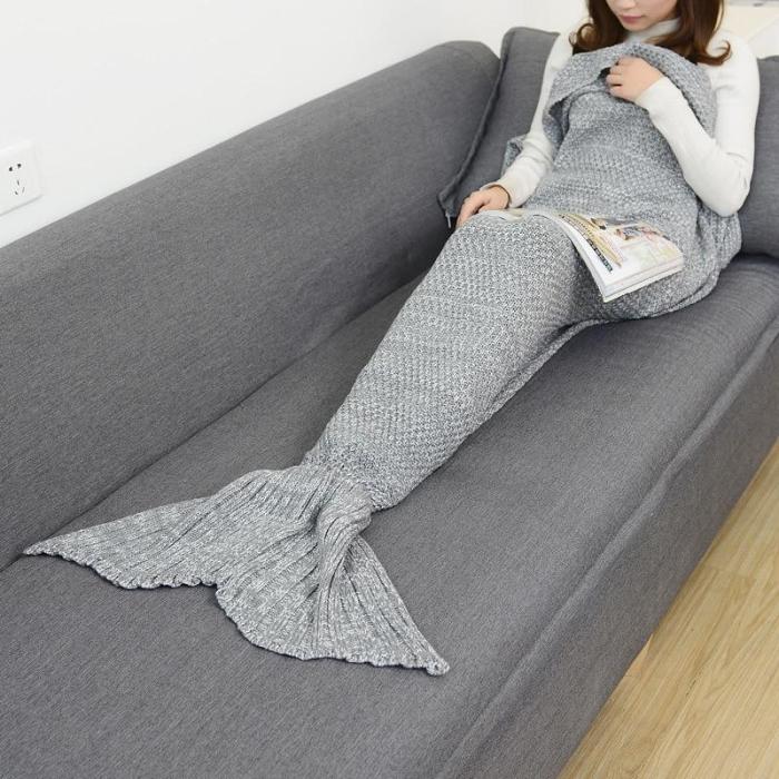 Mermaid Tail Knitted Crochet Sleeping Blanket