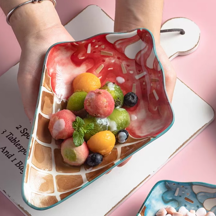 Cute Colourful Ice Cream Shape Dessert Plate