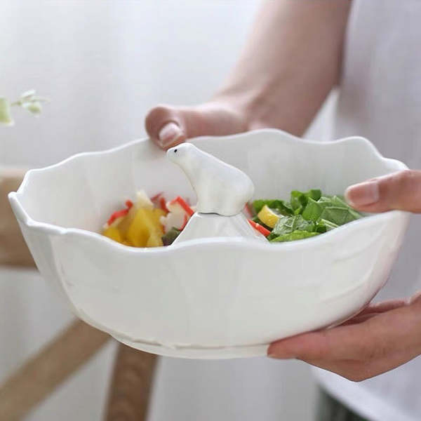 Cute 3D Polar Bear Iceberg Ceramic Soup Bowl