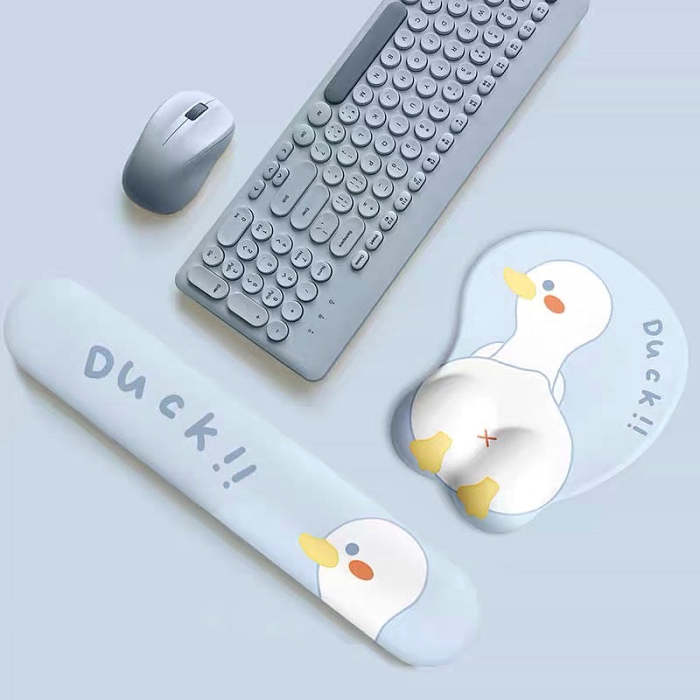 Cute 3D Pastel Blue Baby Duck Mouse Pad