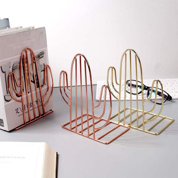 Cute Nordic Style Simple Wired Cactus Book Stand Shelf Organizer