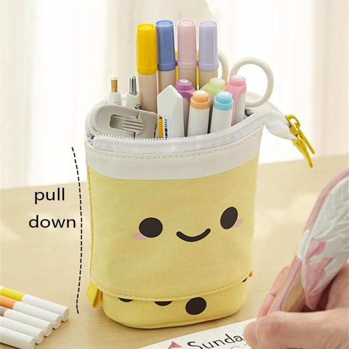 Kawaii Canvas Boba Bubble Tea Stationery Pencil Case Bag