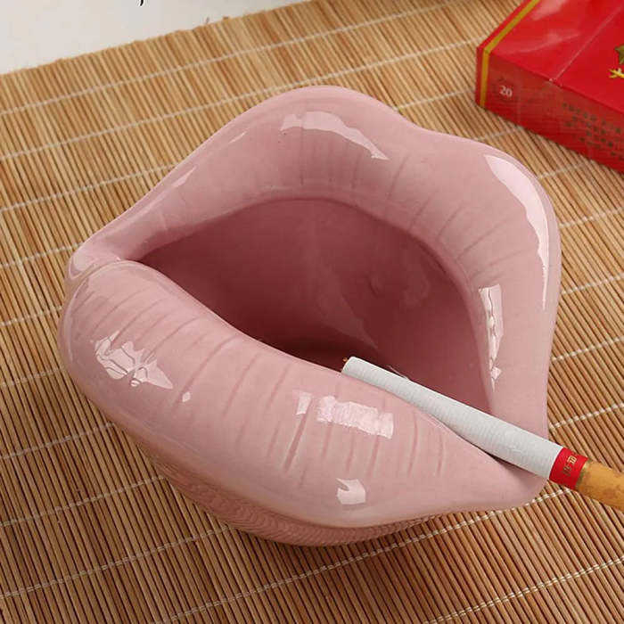 Lips Ashtray Ceramic Creative Flower Vase Trendy Mouth Pot Personalized Decor : VEASOON