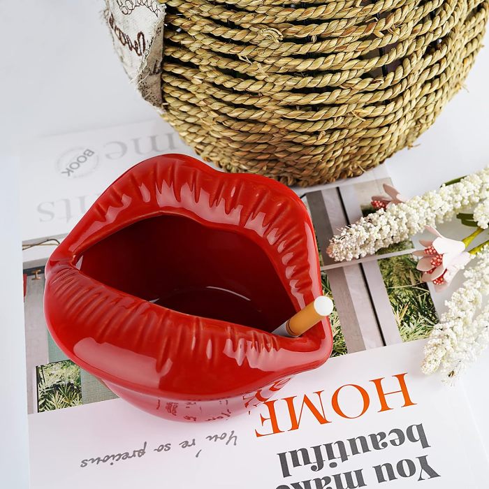 Lips Ashtray Ceramic Creative Flower Vase Trendy Mouth Pot Personalized Decor