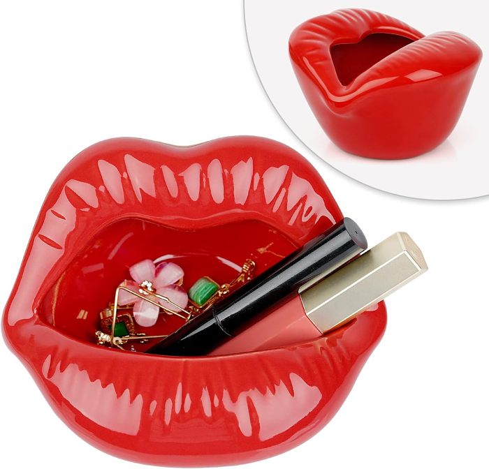 Lips Ashtray Ceramic Creative Flower Vase Trendy Mouth Pot Personalized Decor