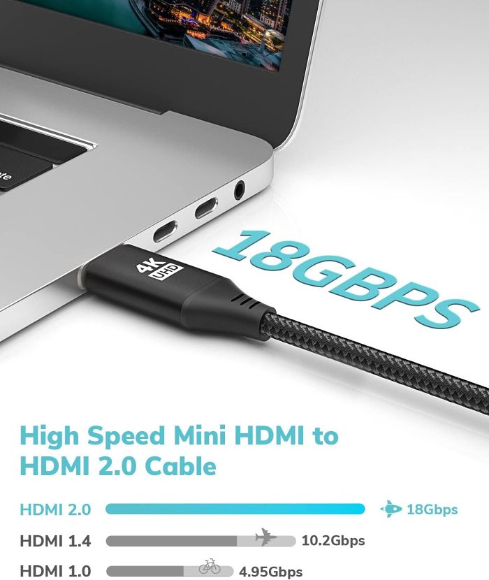 HDMI to Mini HDMI Cable 4K 60Hz High Speed HDMI 2.0 Cord by VEASOON