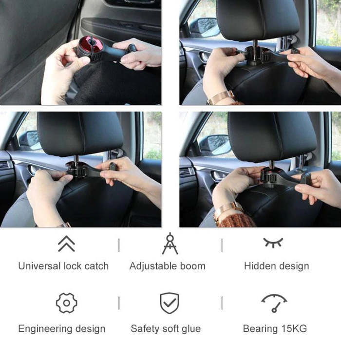Car seat hidden hook