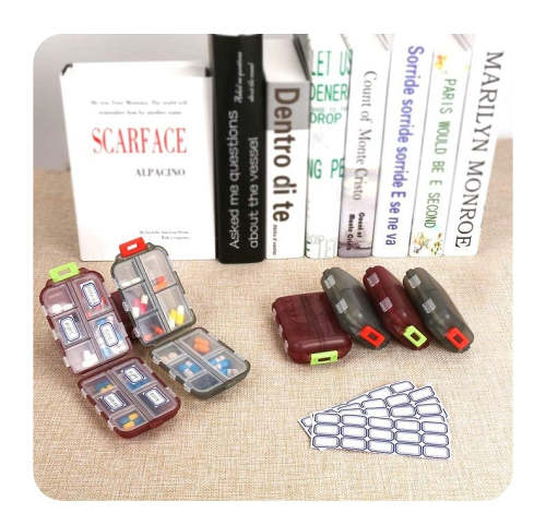 😊Fashionable Portable Double-Layer Sealed Travel Pill Box