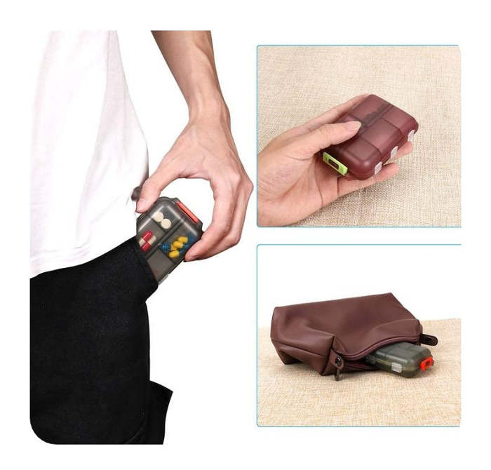 😊Fashionable Portable Double-Layer Sealed Travel Pill Box