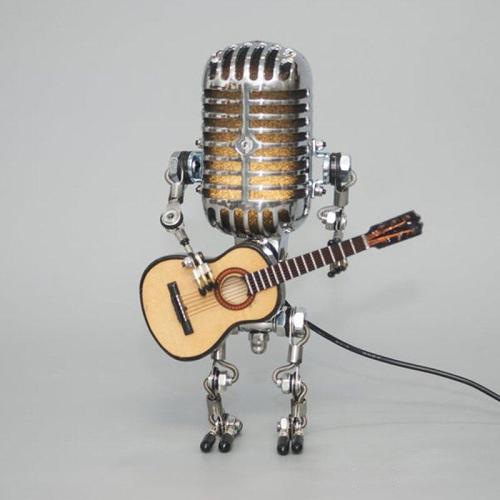 Vintage Metal Microphone Guitar Robot Desk Lamp