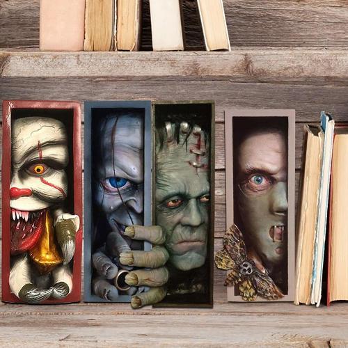 Halloween Horror Back to Soul Clown Bookmark Creative Decor Monster Resin Ornament on Bookshelf