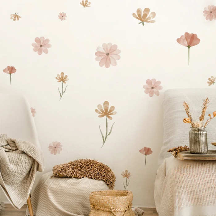 Pastel Flowers Wall Decal Set by Veasoon