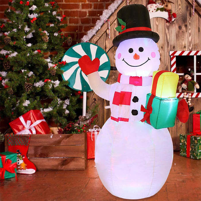 Glowing Christmas LED Santa and Snowman Inflatables by Veasoon