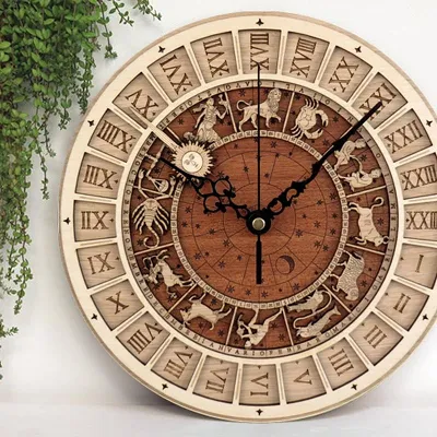 Zodiac Signs Wooden Wall Clock by Veasoon