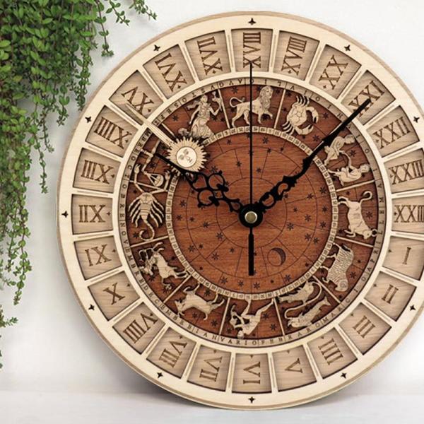 Zodiac Signs Wooden Wall Clock by Veasoon