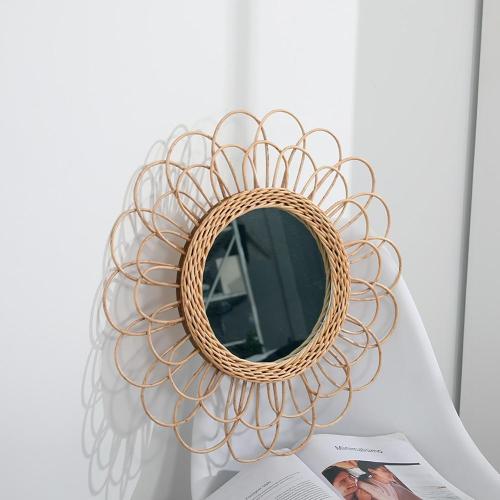 Anya Rattan Loop Round Wall Mirror by Veasoon