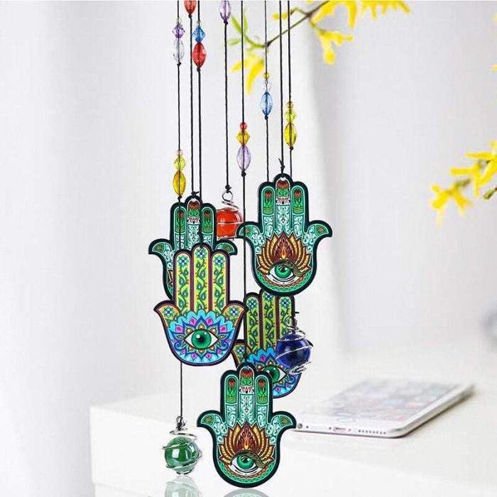 Hamsa Hand Suncatcher Wind Chime by Veasoon