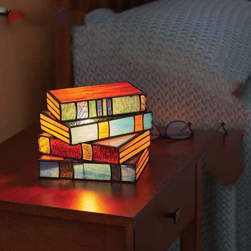 Vintage Stacked Books Table Lamp by Veasoon