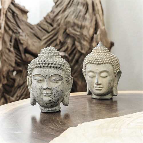 Buddha Head Statue Figurine by Veasoon