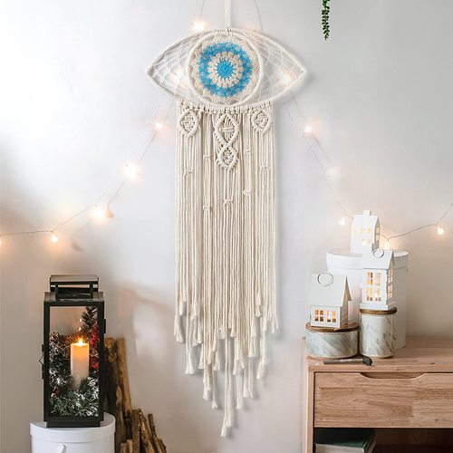 Evil Eye Macrame Wall Hanging by Veasoon