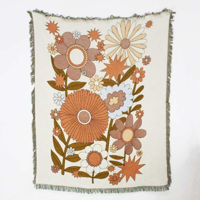 Flower Power Throw Blanket by Veasoon