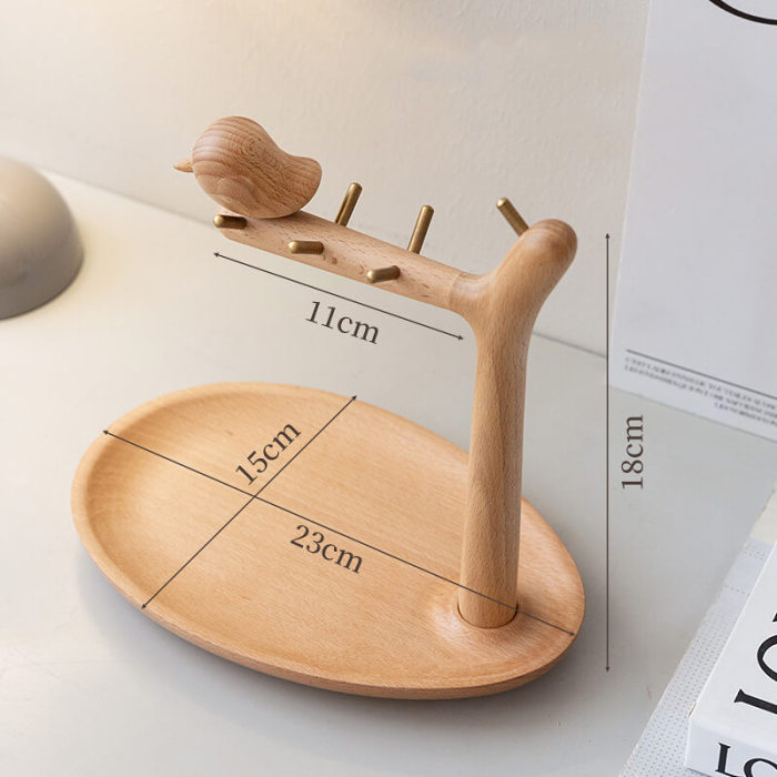 Wooden Bird Desktop Storage Rack