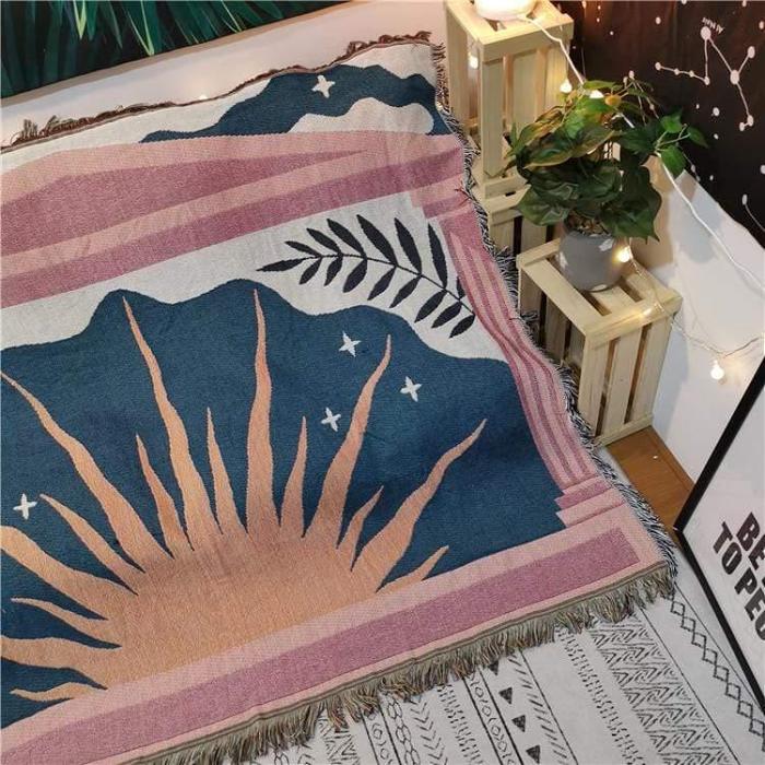 Abstract Sunrise Throw Blanket by Veasoon