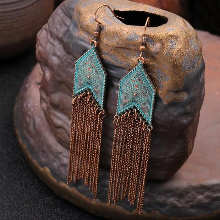 Ethnic Arrow Tassel Earrings