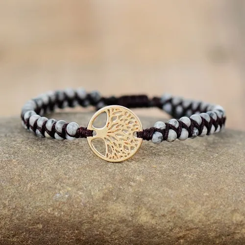Natural African Turquoise & Tree of Life Bracelet