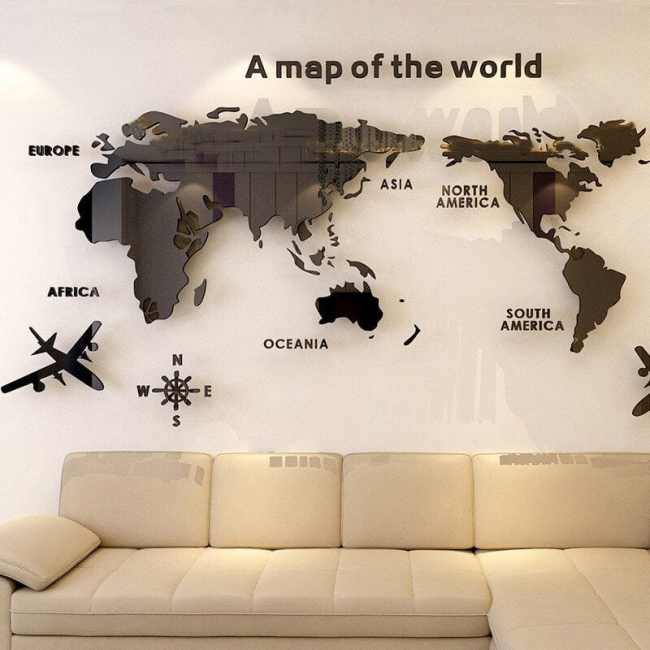 3D World Map Wall Stickers by Veasoon
