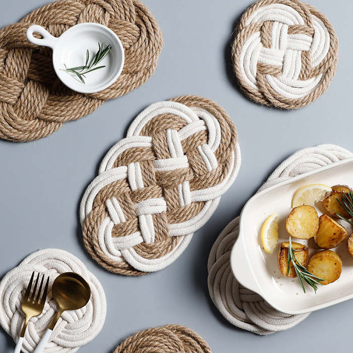 Hemp Intertwine Heat Insulation Table Mat by Veasoon