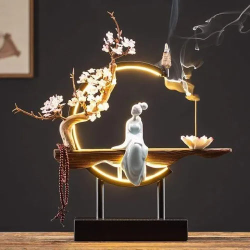 Peaceful Lady Backflow Incense Burner Lamp by Veasoon
