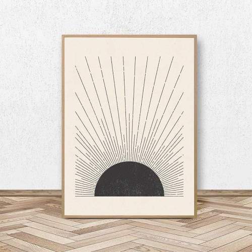 Mid-Century Black Sun Print by Veasoon
