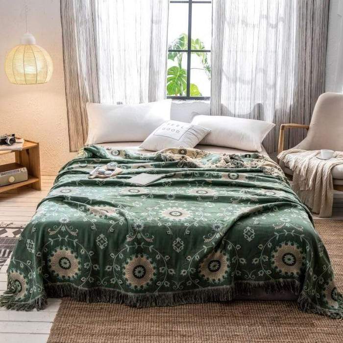 Flow Tree Cotton Throw by Veasoon