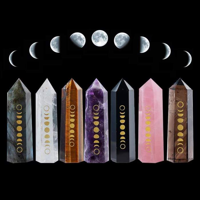 Moon Phases Natural Crystal Wands by Veasoon