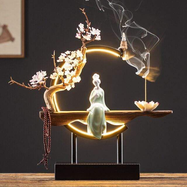 Peaceful Lady Backflow Incense Burner Lamp by Veasoon