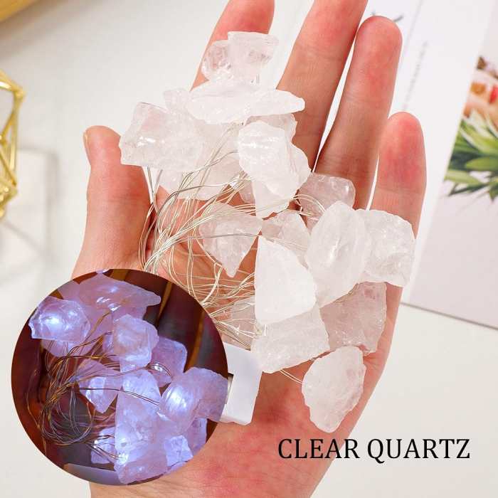 Natural Quartz Crystals String Lights by Veasoon