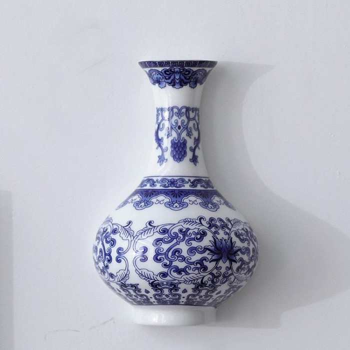 Antique Blue Wall Hanging Vase by Veasoon