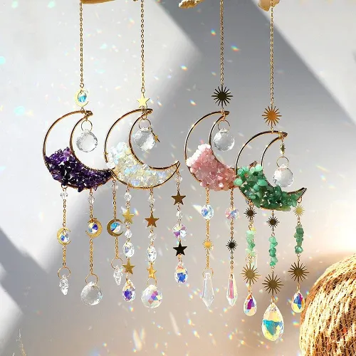 Moon Natural Crystal Suncatcher by Veasoon
