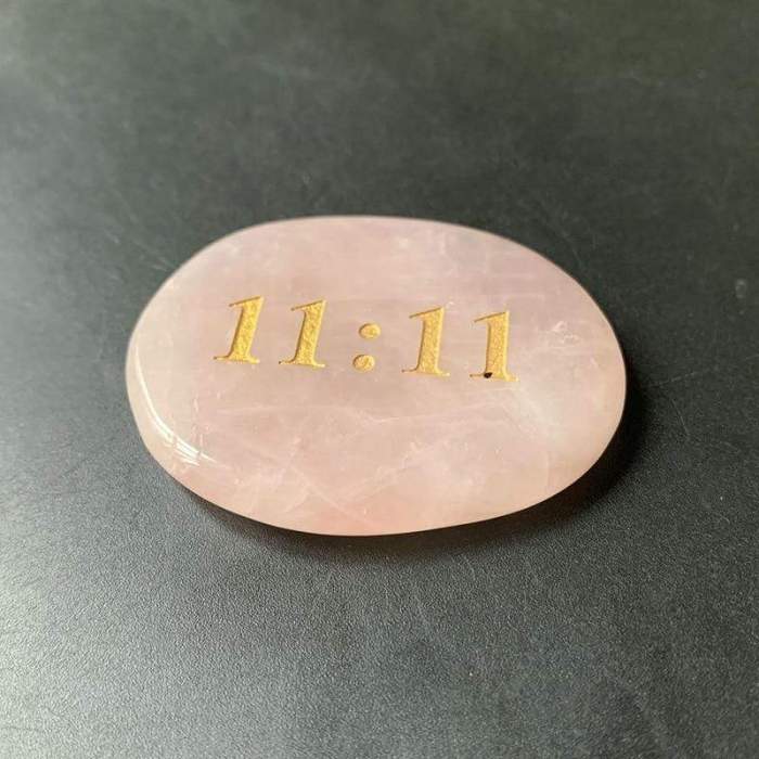 ROSE QUARTZ PALM STONE - 11:11 NUMEROLOGY LUCK STONE by Veasoon