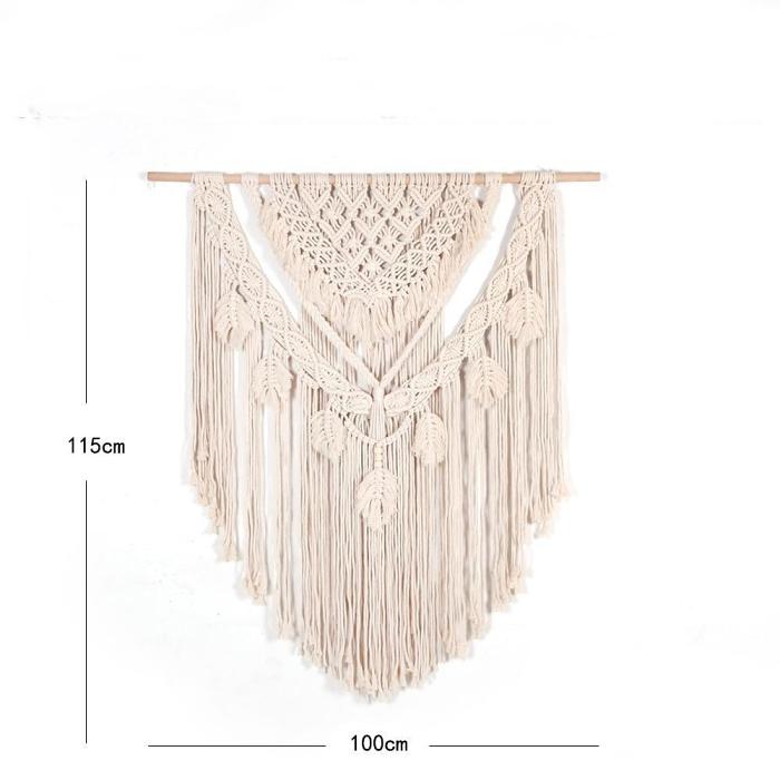 Big White Macrame Bohemian Wall Tapestry by Veasoon