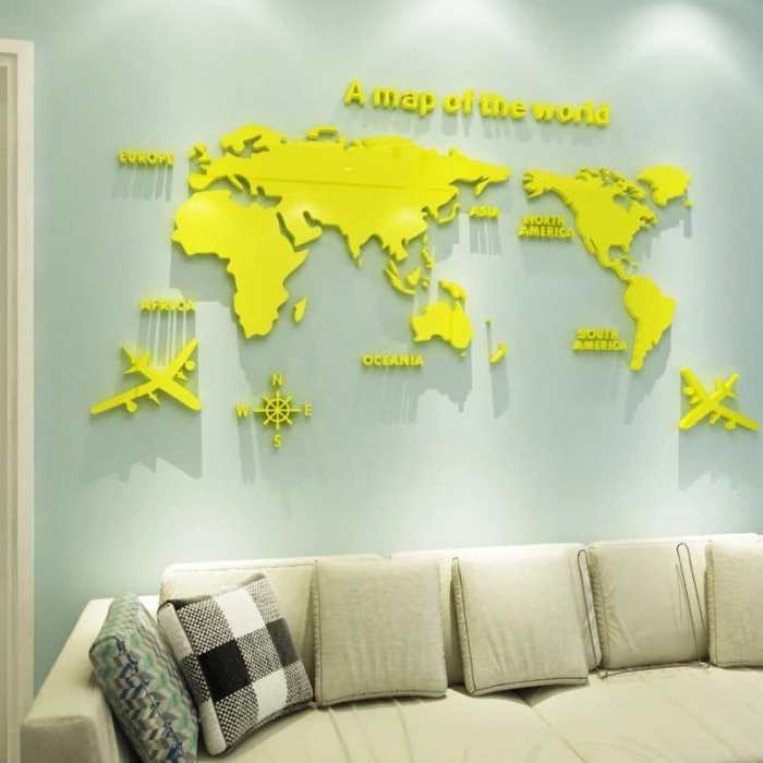 3D World Map Wall  Stickers by Veasoon