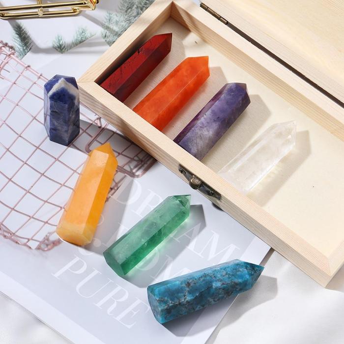 Colorful Natural Crystal Wands Gift Box 8pcs by Veasoon
