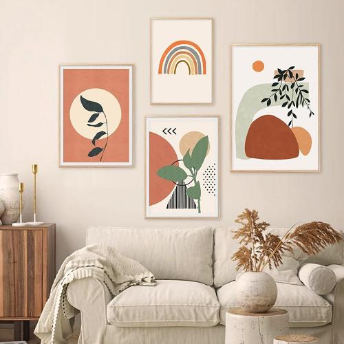Modern Abstract Geometric Leaves Canvas Print by Veasoon