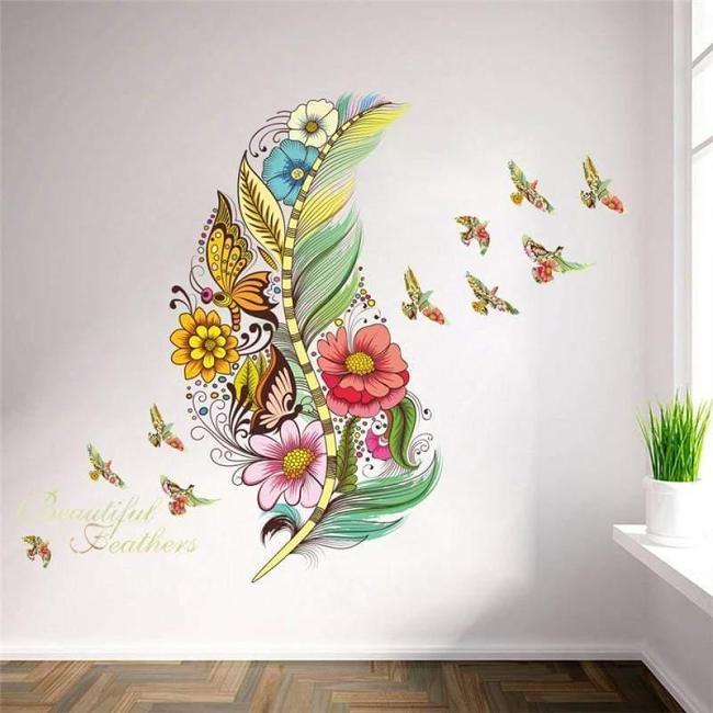 3D Feather with Flying Birds Wall Sticker by Veasoon