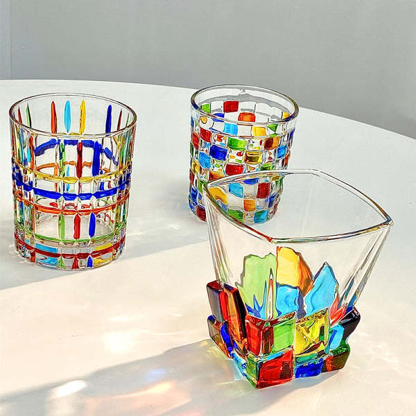 Rainbow Luster Hand-Painted Glass Cup by Veasoon