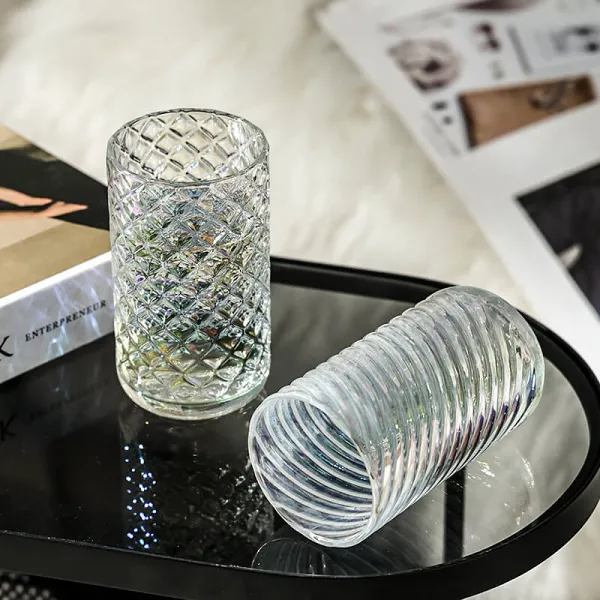 Embossed Ribbed Glass Cup